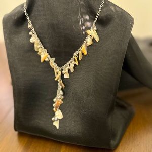 Parklane Oyster shell/Tahitian Pearl Necklace with Sterling Silver overlay. NWOT